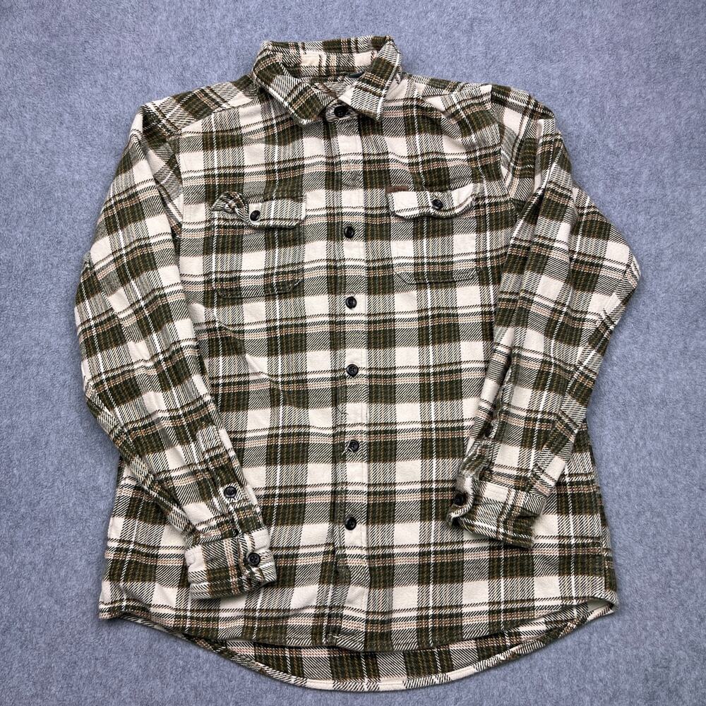 Orvis Button-Up Shirt Mens Medium Brown Plaid Flannel Long Sleeve
